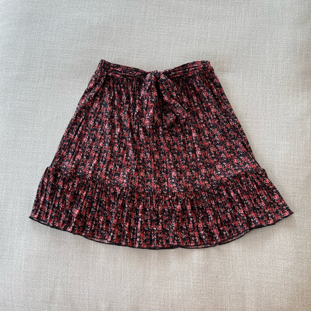 Floral Mini Skirt with Tie